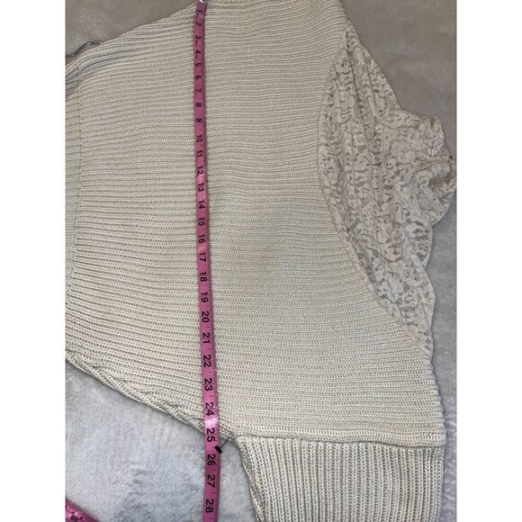 Zara Beige Lace & Knit Pullover Sweater Womens Small Grandmacore - Picture 8 of 9